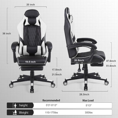 Konkurrenzfähiger Iron Metal Computer Racing Gaming Chair mit Fußstütze und Lendenstütze