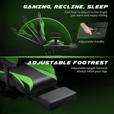 Ergonomischer Gamer-Stuhl mit Fußstütze