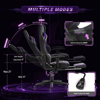 Direkter High Back Ergonomischer Spielstuhl mit Fußstütze Verstellbarer Computer-Rennstuhl