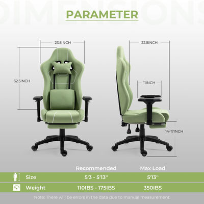 Home Office Gaming Chair mit Massage Lendenunterstützung und Fußstütze im modernen Design