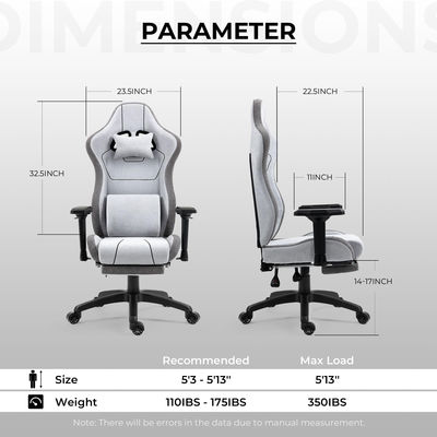 Ergonomischer Spielstuhl mit Massage-Lumbalunterstützung und verstellbarer Höhe