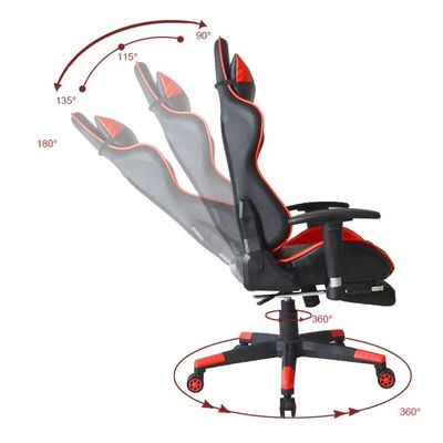 Computergamer Moderne Bürospiele mit Fußstütze und 2D-verstellbaren PU-Armlehnen