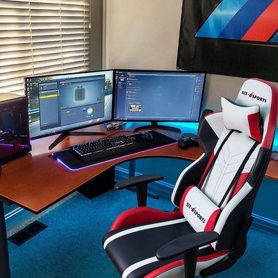 Weißrahmen Schwarzes Synthetisches Leder Individuelles Gaming-PC-Stuhl Elektrisches Rad Option