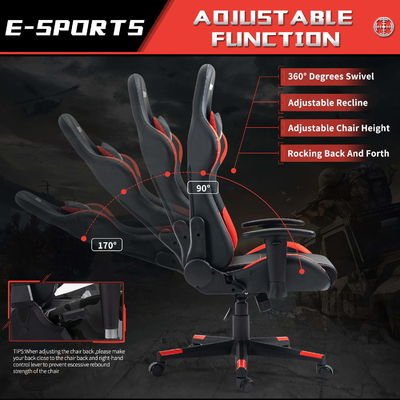 ALINUNU Rennspielstuhl Höhenverstellbarer Schwenk-Büro-PC-Computer-Spielstuhl