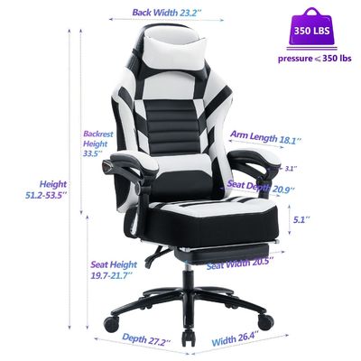 Höhenverstellbarer Spielstuhl mit Fußstütze 400 lb Memory Foam Verstellbarer Rückenwinkel