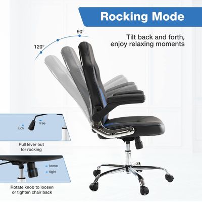 30 Pfund verstellbarer Bürostuhl mit ergonomischem Design aus PU-Leder und Lendenstütze