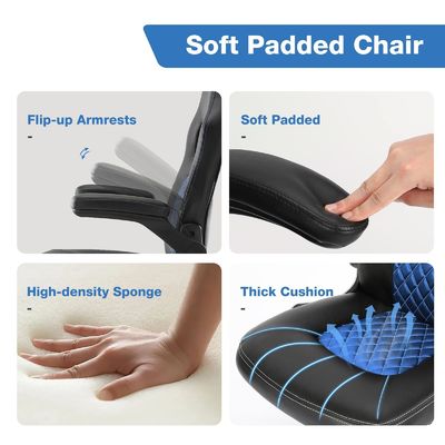 30 Pfund verstellbarer Bürostuhl mit ergonomischem Design aus PU-Leder und Lendenstütze