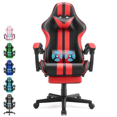 Postverpackung Ergonomischer Spielstuhl im Rennstil mit Kopfstütze und Lendenstütze