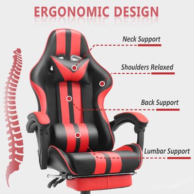 Postverpackung Ergonomischer Spielstuhl im Rennstil mit Kopfstütze und Lendenstütze