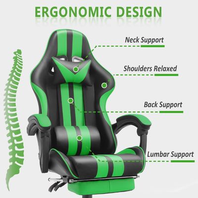 ALINUNU Ergonomischer Racing-Stil PC-Spiel Computersessel mit Kopfstütze und Lendenstütze