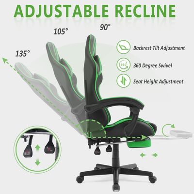 ALINUNU Ergonomischer Racing-Stil PC-Spiel Computersessel mit Kopfstütze und Lendenstütze