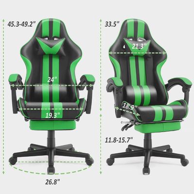 ALINUNU Ergonomischer Racing-Stil PC-Spiel Computersessel mit Kopfstütze und Lendenstütze