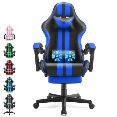 Ergonomischer Gaming-Stuhl im Rennstil mit Kopfstütze und Lendenstütze