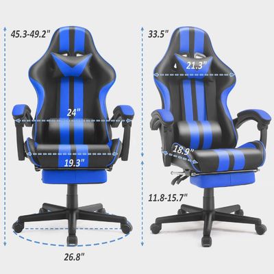 Ergonomischer Gaming-Stuhl im Rennstil mit Kopfstütze und Lendenstütze