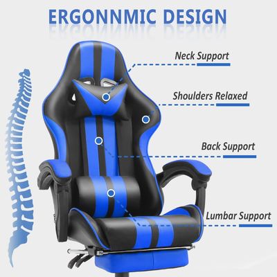 Ergonomischer Gaming-Stuhl im Rennstil mit Kopfstütze und Lendenstütze