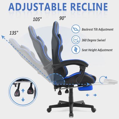 Ergonomischer Gaming-Stuhl im Rennstil mit Kopfstütze und Lendenstütze