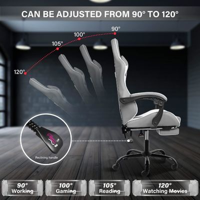 Höhenverstellbarer Schwenkstuhl Ergonomischer Liegestuhl für Bürocomputer und Videospiele