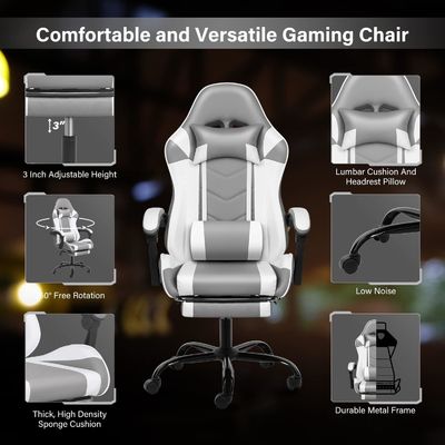 Höhenverstellbarer Schwenkstuhl Ergonomischer Liegestuhl für Bürocomputer und Videospiele