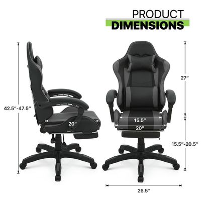 Computer-Office-Gaming-Stuhl in individueller Farbe mit Fußstütze Kopfstütze Lendenstütze