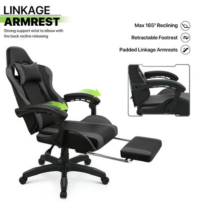 Computer-Office-Gaming-Stuhl in individueller Farbe mit Fußstütze Kopfstütze Lendenstütze