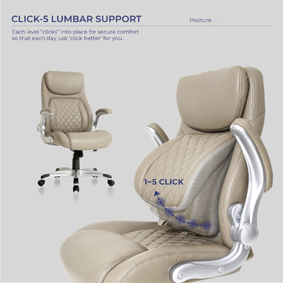 Stylischer Bürostuhl aus ergonomischem PU-Leder mit Lendenunterstützung und Armlehnen mit FlipAdjust