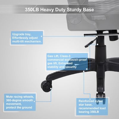 Massage-Gaming-Stuhl für Erwachsene 350 lbs Verstärkte Basis Verstellbare Armlehne Dreh-Stil