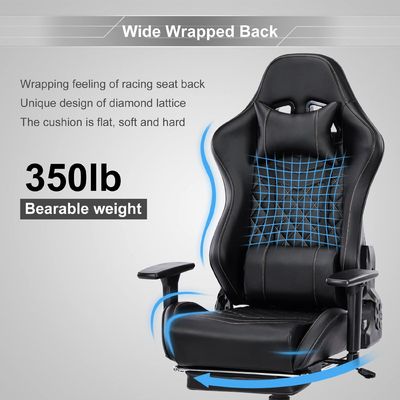 Massage-Gaming-Stuhl für Erwachsene 350 lbs Verstärkte Basis Verstellbare Armlehne Dreh-Stil