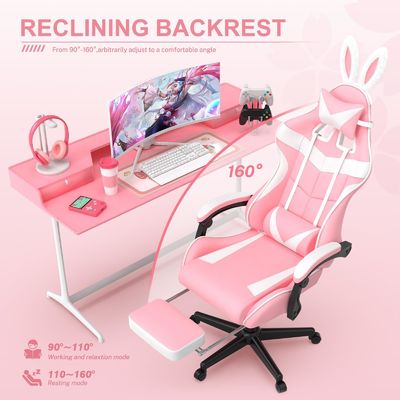Drehstuhl Pink Gaming-Stuhl mit Fußstütze und liebenswerten Bunny Design Mail Packing