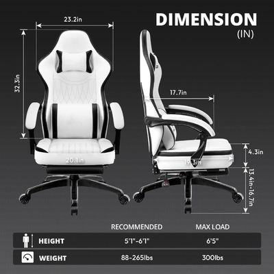 Computerspielzimmer-Stuhl mit Taschenfederkissen in 19,3&quot;D x 20,1&quot;W x 50&quot;H Größe