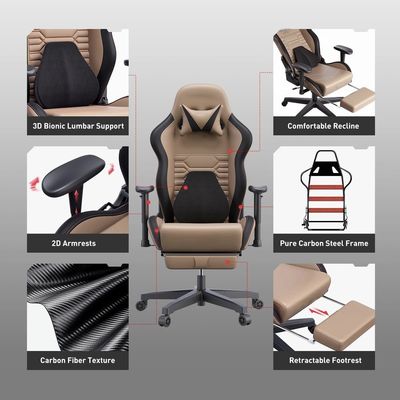 Mute PU Wheel Racing Gaming Chair mit ergonomischer Lendenunterstützung und Postverpackung