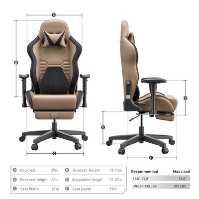 Mute PU Wheel Racing Gaming Chair mit ergonomischer Lendenunterstützung und Postverpackung