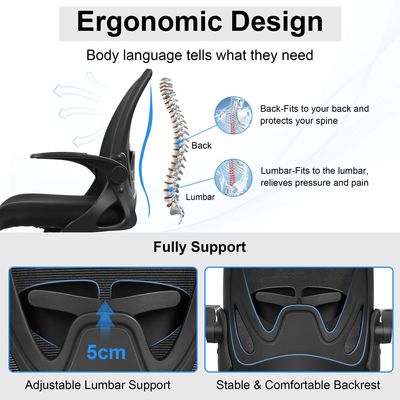 Flip-up Armlehnen Ergonomischer Executive Chair mit Lendenstütze und Metall-Eisen