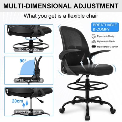 Flip-up Armlehnen Ergonomischer Executive Chair mit Lendenstütze und Metall-Eisen