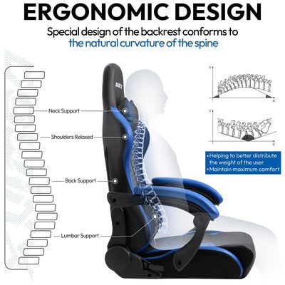 Bürodesk Ergonomischer Spielstuhl mit Fußstütze Leder Postverpackung