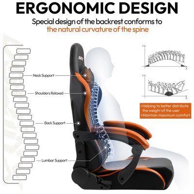 Moderner Design-Stil Drehstuhl Spielstuhl mit Fußstütze und verstellbaren Funktionen