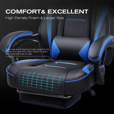 3 Gaslift Ergonomischer Gaming-Stuhl mit Fußstütze PU-Leder-Schreibtisch-Stuhl
