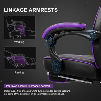 Ergonomischer Spielstuhl mit Fußstütze und 360-Rotations-/Höhenanpassung/Sitzbankfunktion