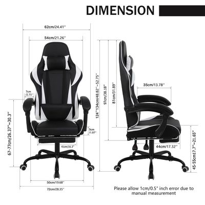 Iron High Back Racing Style Ergonomischer Spielstuhl mit Lendenunterstützung und Fußstütze