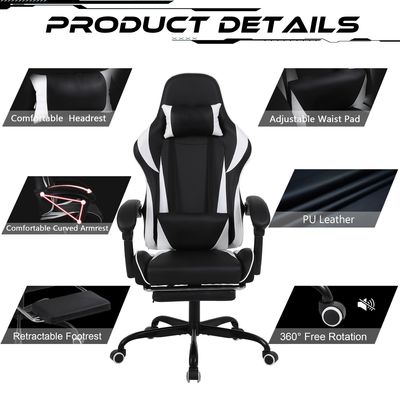 Iron High Back Racing Style Ergonomischer Spielstuhl mit Lendenunterstützung und Fußstütze