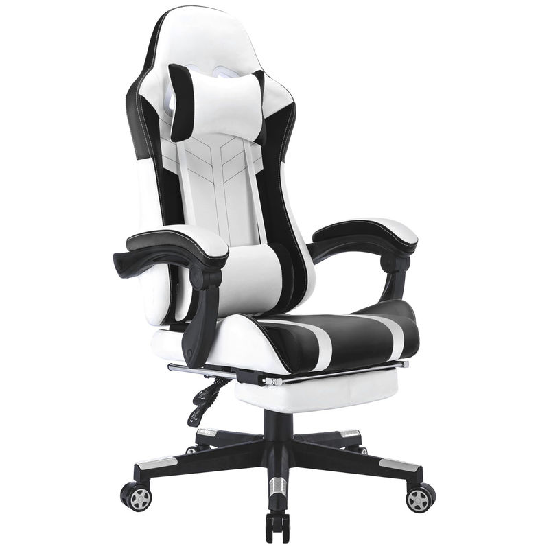 angepasste Farbe Hochrücken Video Ergonomischer Rennstuhl Metall-PC-Spielstuhl mit Fußstütze