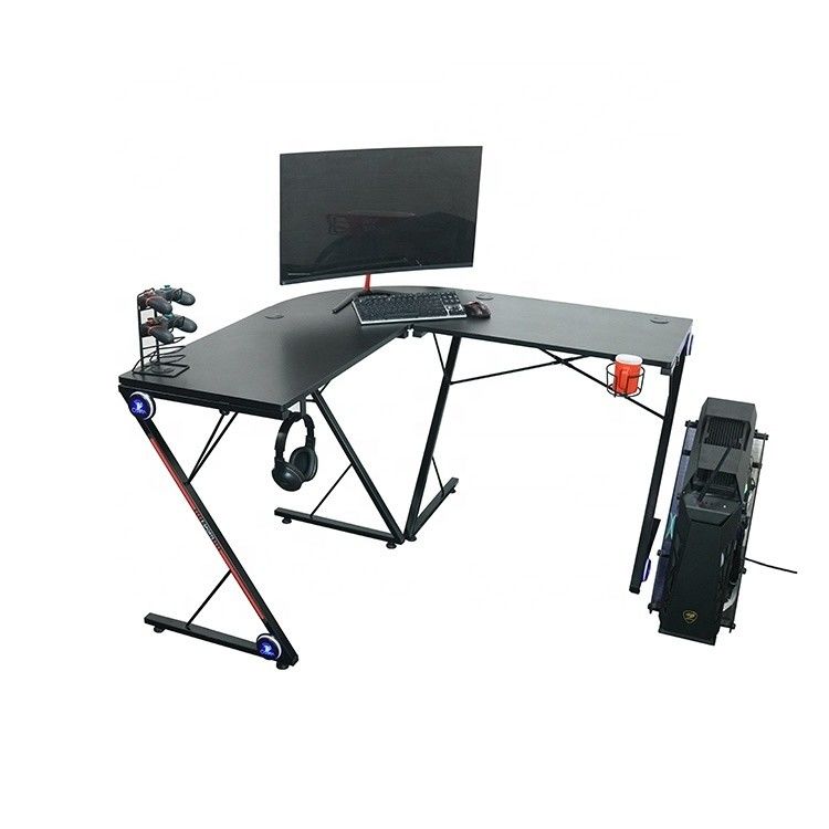 Arbeitsplatz Home Office L-förmiger Computerspieltisch mit rundem Eckmonitor-Stand