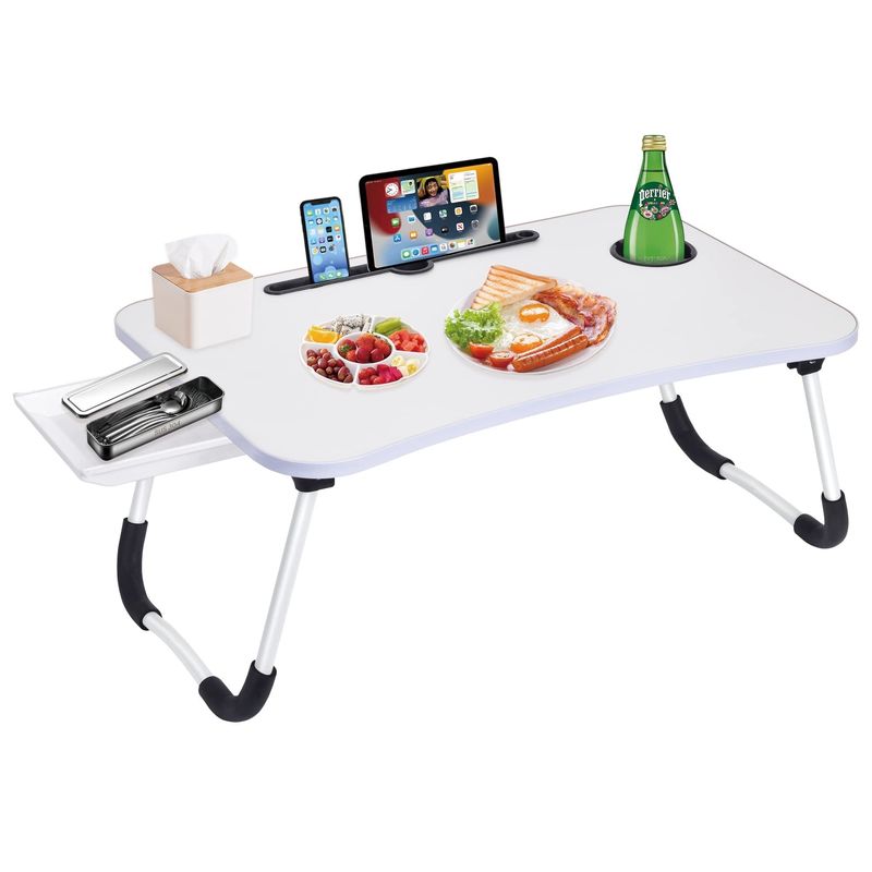 Holz Laptop Bett Tisch Schreibtischfach mit Becherhalter Großes tragbares Klappschreibtisch