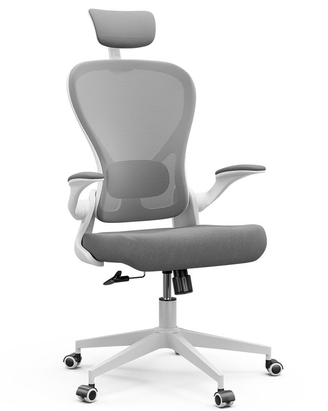 Moderner Drehstuhl mit Flip-up-Armen Metall Typ Metall Ergonomischer Schreibtischstuhl