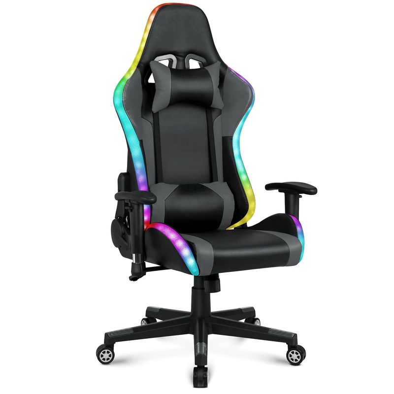 27.5&quot;D x 27.5&quot;W x 46.5&quot;H Gaming Drehstuhl mit LED-Lichtbar und Massagefunktion