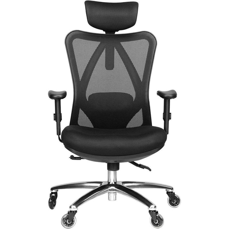 Verdickter Sitzkissen Ergonomischer Computer-Schreibtischstuhl für Zuhause mit Lumbalstütze Kopfstütze und Armlehnen