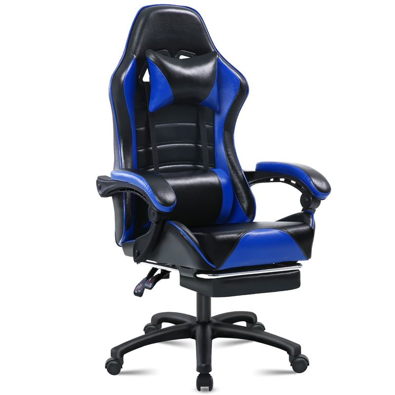 Ergonomischer Spielstuhl mit verstellbarer Höhe und Fußstütze in individueller Farbe