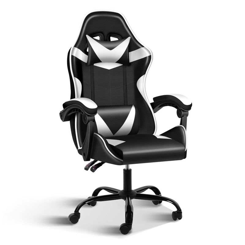 Kunststoff-Sitzstofftyp Ergonomischer Videospielstuhl mit Fußstütze und Lendenstütze
