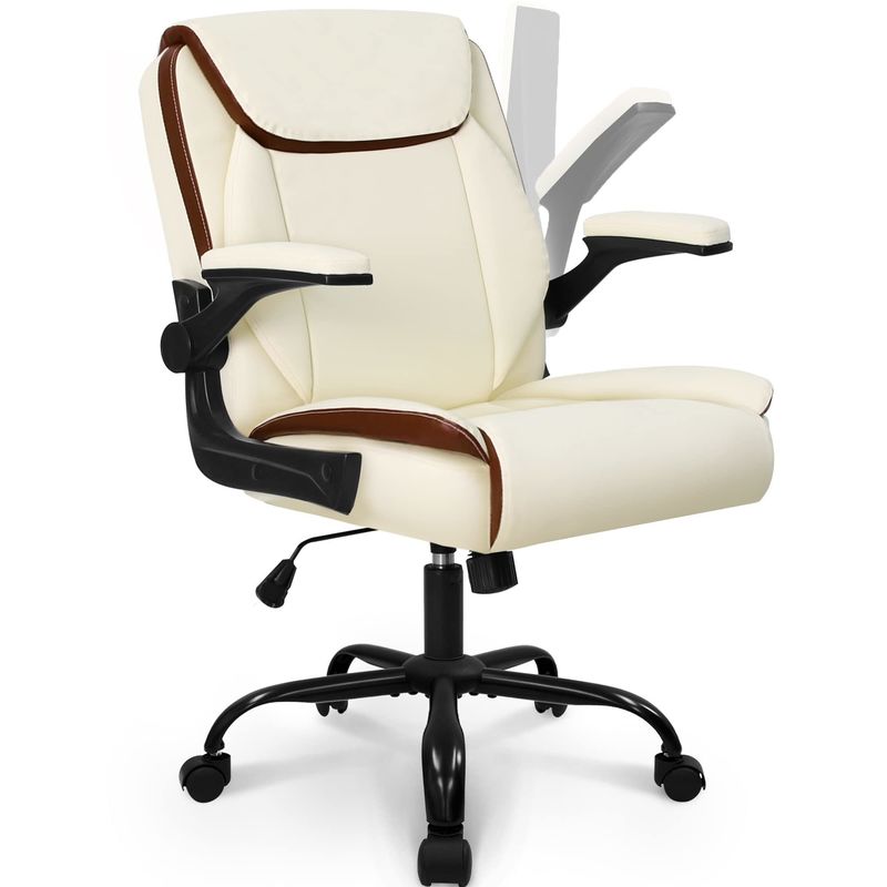 Verstellbarer Rückenstützungsstuhl für das Büro mit Flip-up-Armlehne und Drehrädern