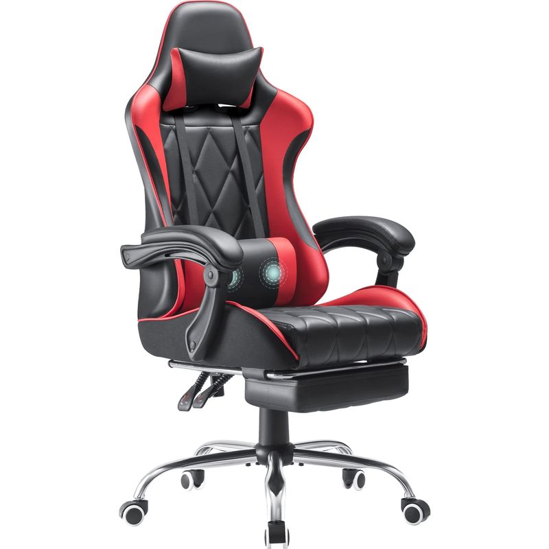 Computerspielzimmer Drehstuhl mit Massage Lumbalunterstützung und ergonomischem Hochrückendesign