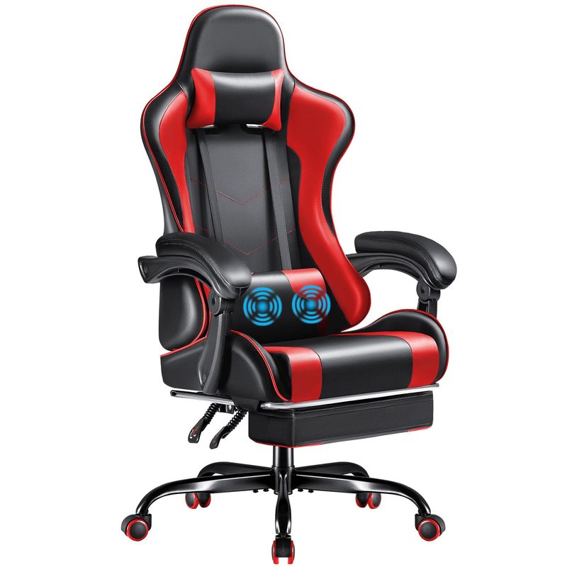Modern Design Renncomputer Videospiele Stuhl mit Fußstütze und Massage Lendenunterstützung